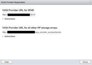 VASA Provider URLs for 3PAR